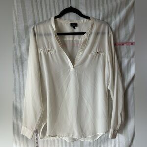 Mossimo women’s Large sheer cream long sleeve flowy boho casual